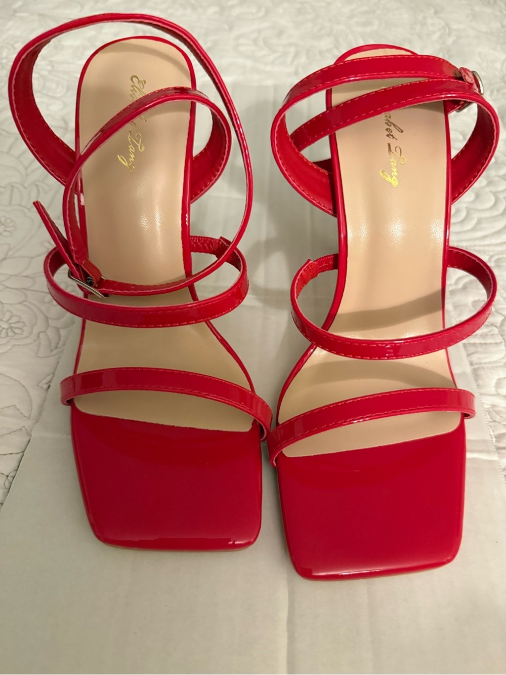 Elisabet Tang Red Patent Multi Strap Square Toe
Stiletto Heels
